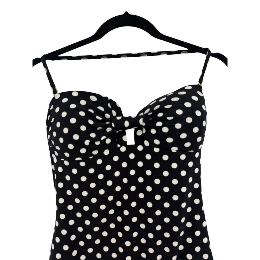 Kate Spade New York Polka Dot One Piece Swimsuit Bow Front Black White Large - Picture 3 of 10